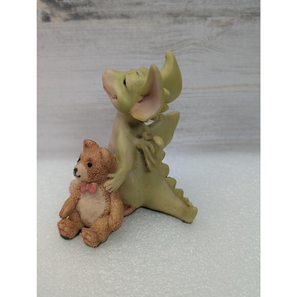 Vintage Real Musgrave Drowsy Dragon Figurine 1989 Teddy Bear Pink Slippers - Picture 3 of 11